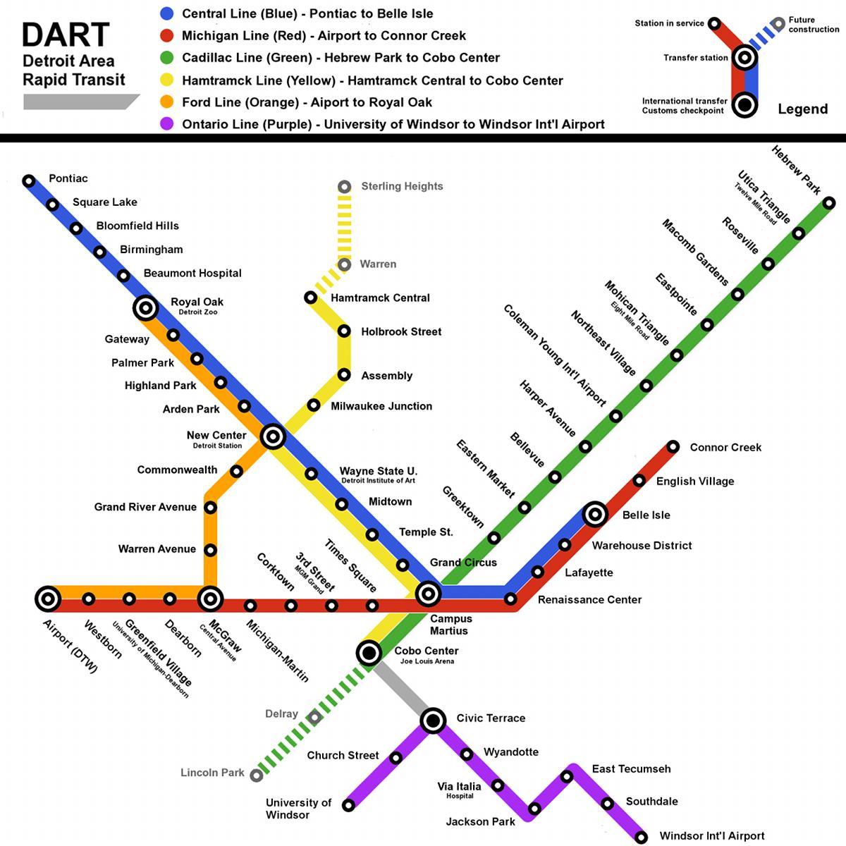 ramani ya Detroit Metro